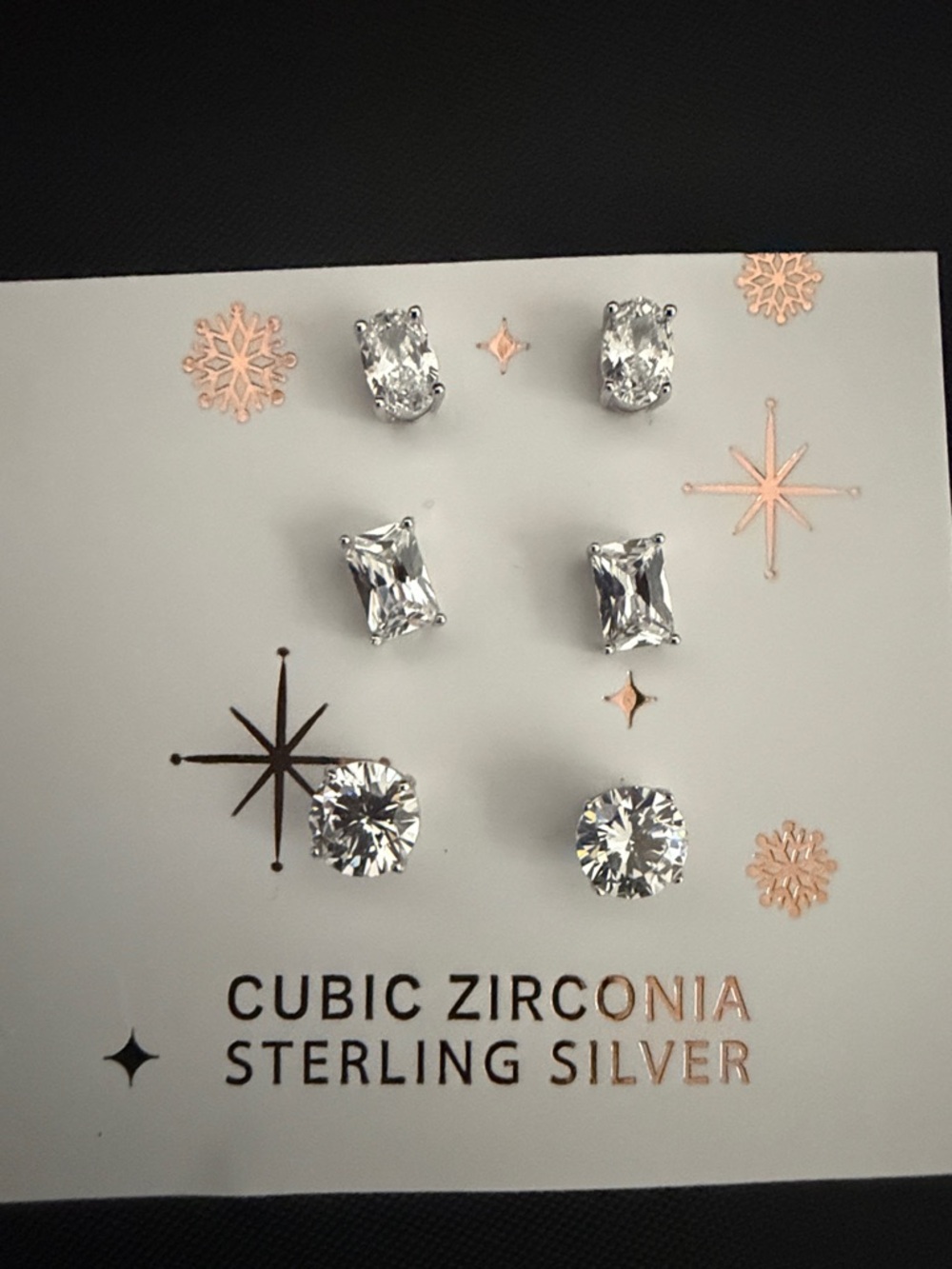 Sterling Silver Cubic Zirconia Stud Earring Set - Clear